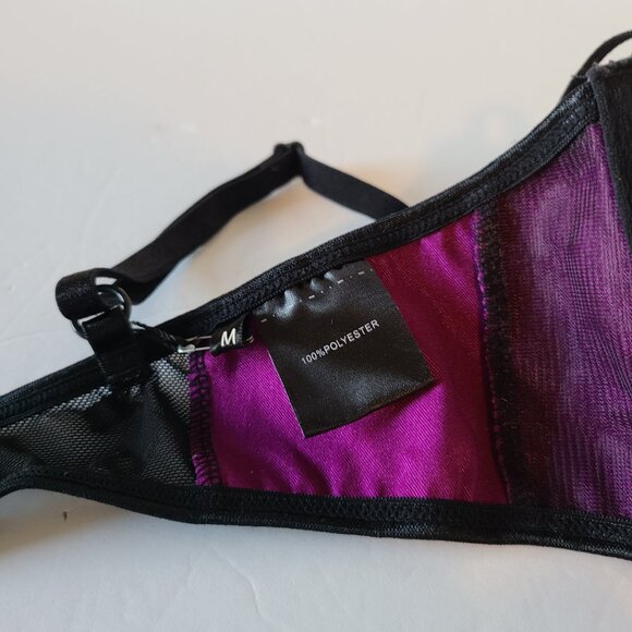 BEDROOM STORIES POLKA DOT&LACE BRALETTE- UNDER WIRE-MAGENTA /BLACK - SIZE MEDIUM - Picture 7 of 8